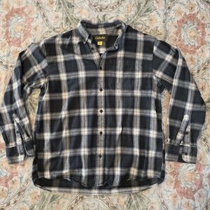 Cabela's Plaid Flannel Button-Down Shirt Mens M Blue Long Sleeve
